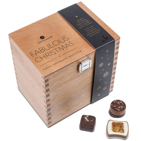 Coffret en bois de pralinés sans alcool