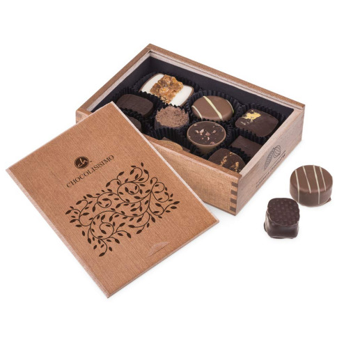 Boite chocolat elegante en bois