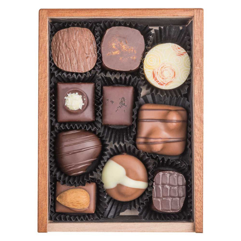 Coffret de 10 pralinés sans alcool pour Noël