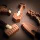 Ensemble outils de jardin en chocolat